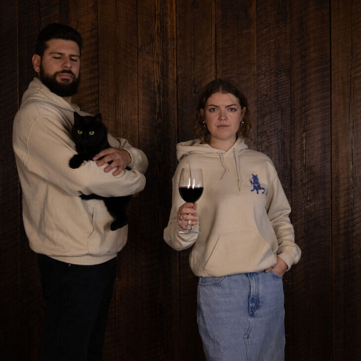 Wine Cat Hoodie - Sand - Image 2